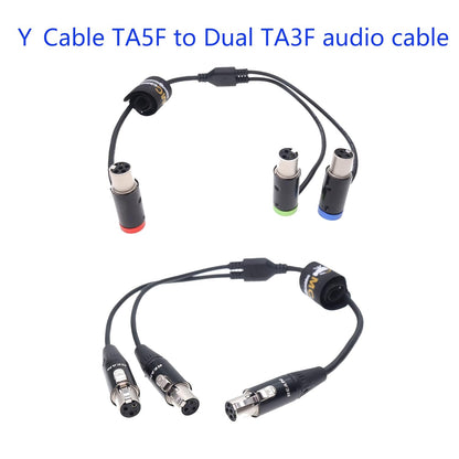 Low Profile TA5F To Double TA3F 5pin Female To 3pin Female Mini XLR Y-splitter Audio Cable for The Wisycom Receiver