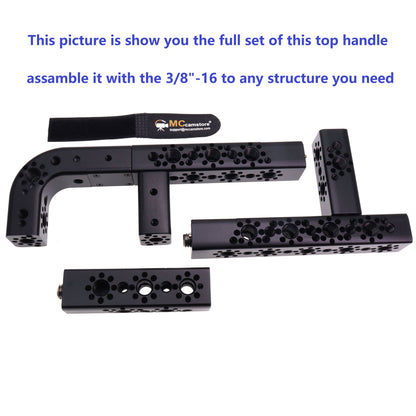 Portable Top Handle Extension with 3/8 1/4 Locating Pins for Sony ARRI RED Camera, Multiple Mounting Holes, Professional Video Accessories Al DIY Fixture Camera Handle Grip