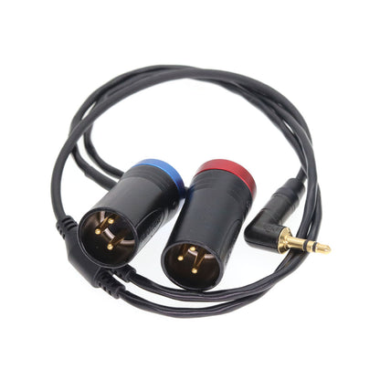 3.5mm TRS to double Low-Profile XLR 3 pin Male for RØDE Wireless GO II Dual Channel wireless output .Unbalanced.