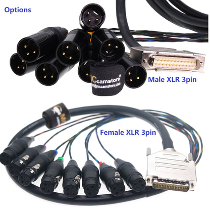 DB25 Male to 8 Channel XLR 3Pin Female Balanced Audio Cable for Canare MR202-8AT DB25 to NEUTRIK XLR 3 Pin Audio Breakout Cable