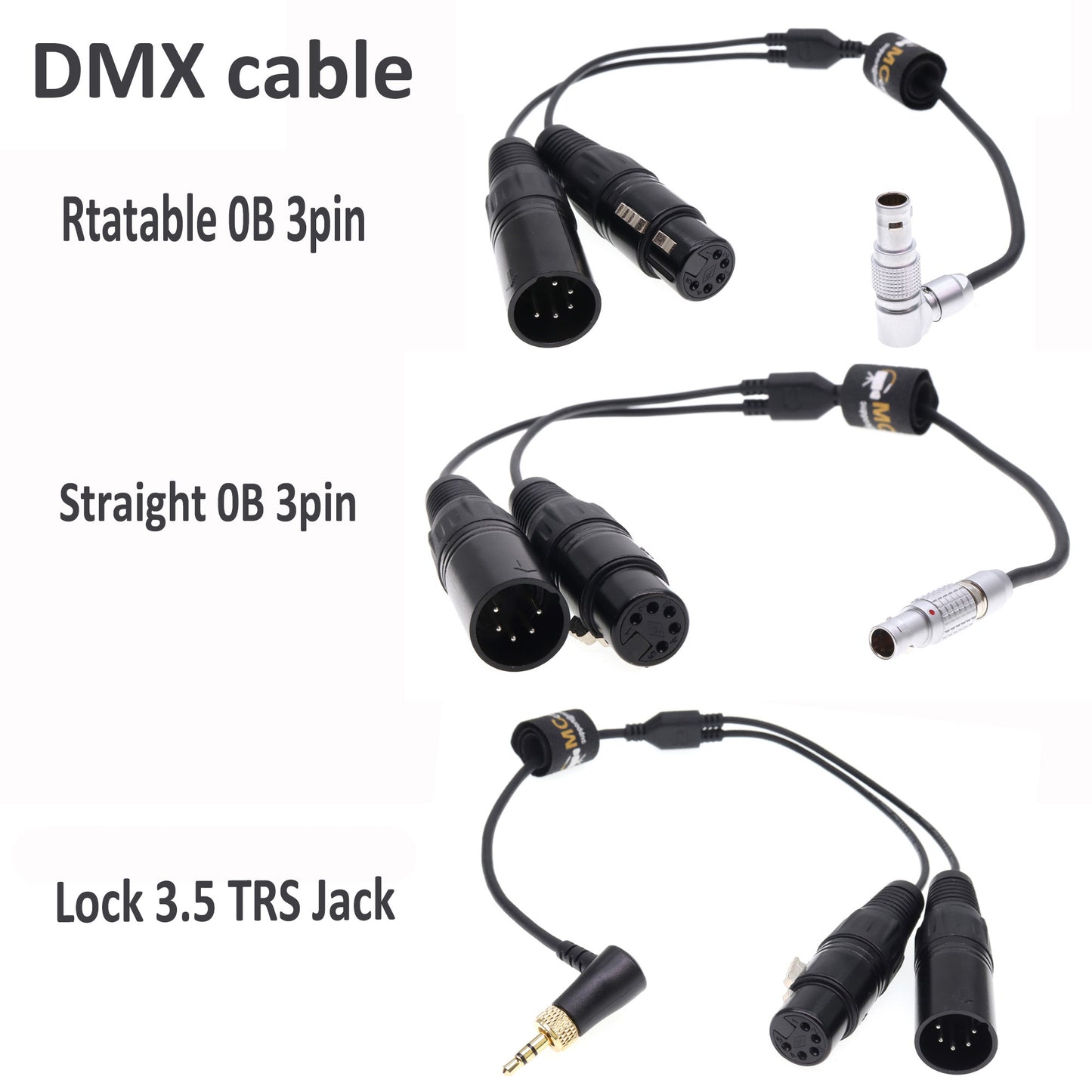 FGG 0B 3pin To Double XLR 5pin Male Female DMX Cable for Aputure Storm 80c, Sidus One