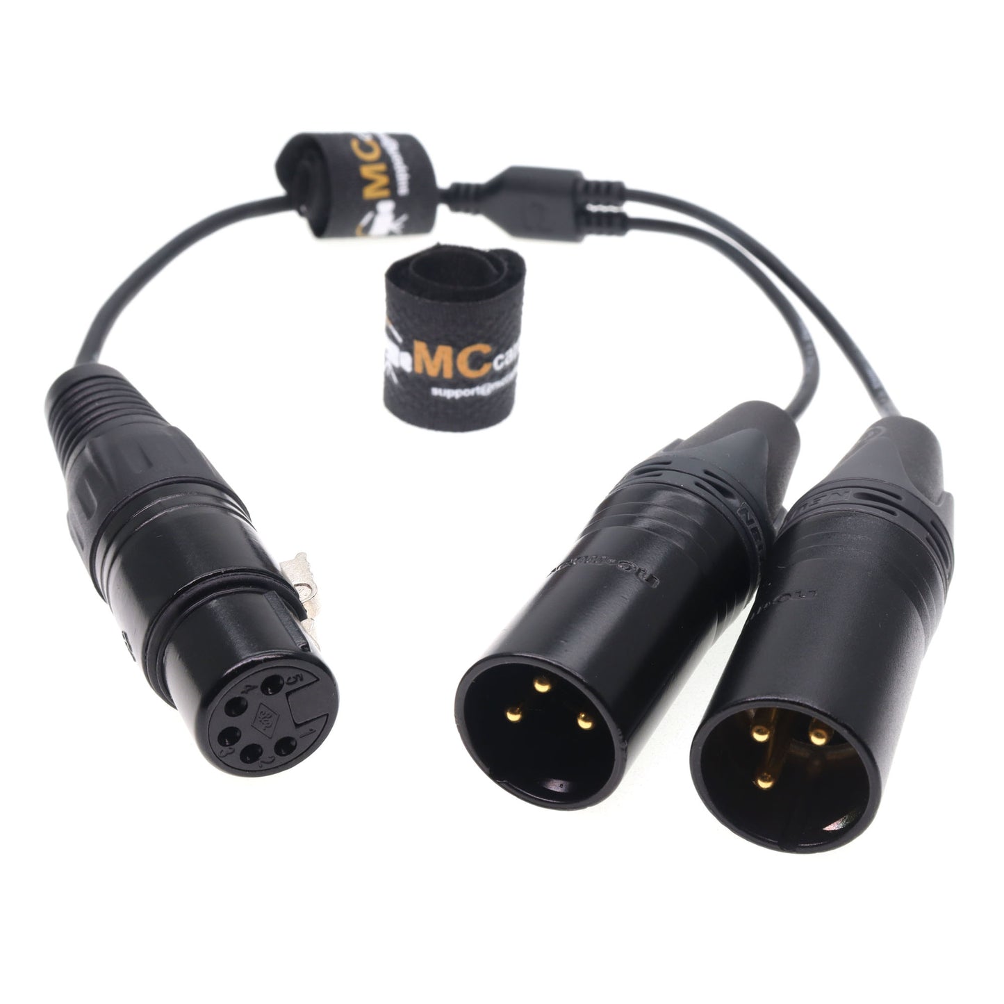 Audio Y Cable XLR 5pin Female to Dual XLR 3pin Male for ARRI Alexa Amira Camera