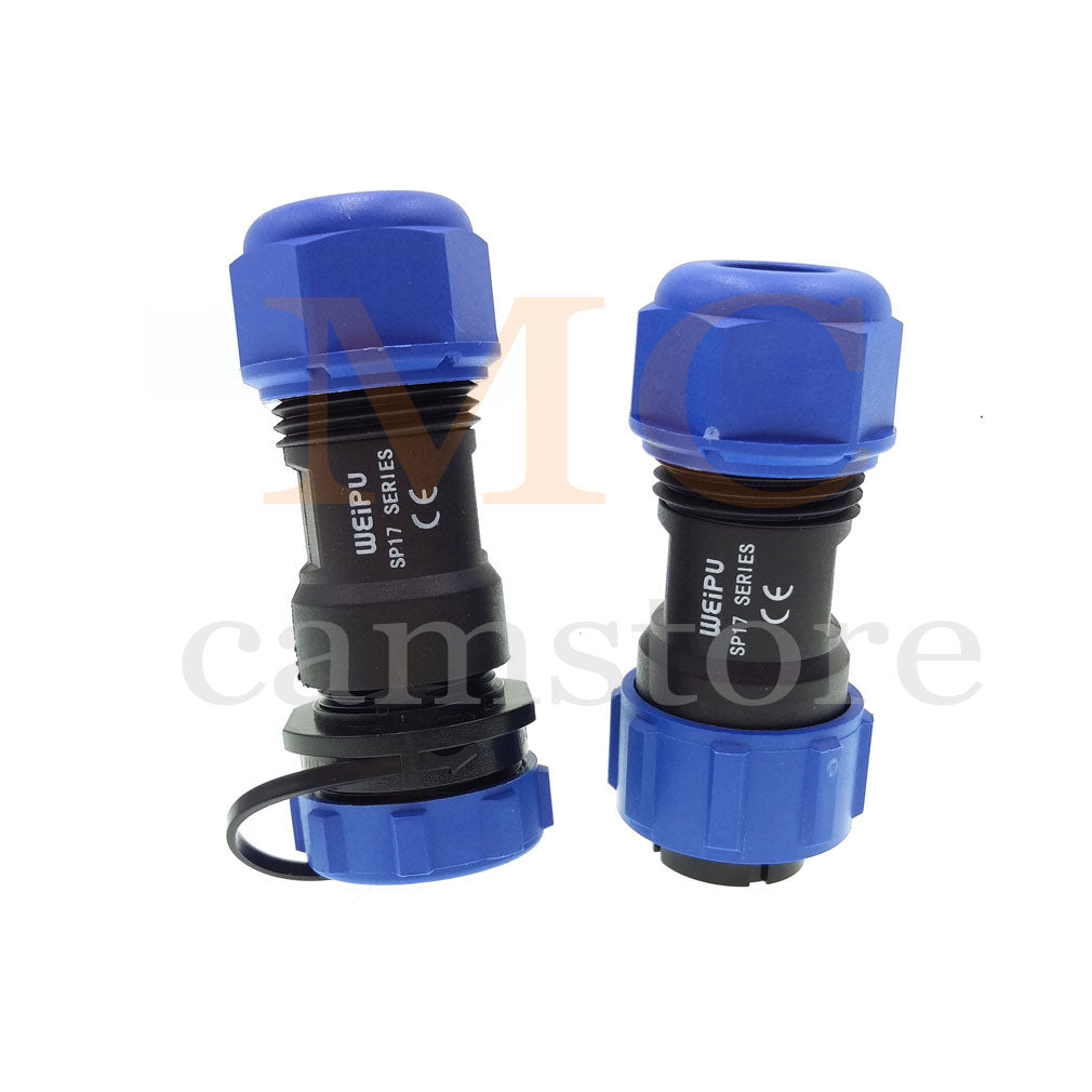 WEIPU SP17 IP68 Waterproof Connector, 2 3 4 5 7 9 10pin Thread Nut Panel Mount / Cable to Cable Power Plug Socket