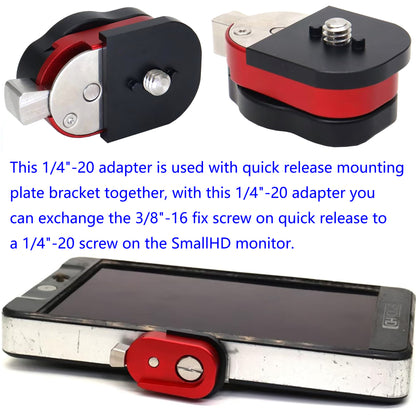 Mini Exchanging Kit for Quick Release Lock Mount Plate Bracket for ARRI RED Camera Monitor Wireless Focus Motor, Exchange 3/8"-16 Screw to1/4-20 Adapter