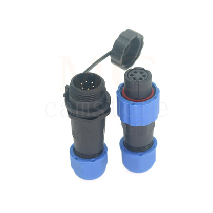 SD13 IP68 Waterproof Connector, 1 2 3 4 5 6 7 pin, Panel mount / Inline docking Aviation Power Connector