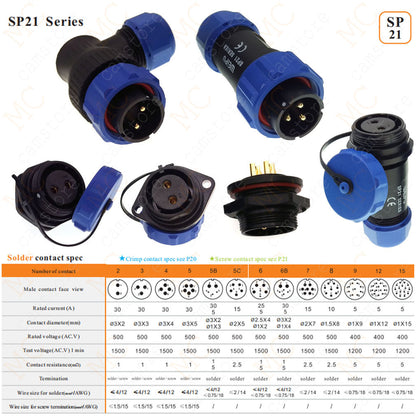 WEIPU SP21 IP68 Waterproof Connector, 2 3 4 5 5B 5C 6 6B 7 9 12 15pin Industrial Aviation LED Lamp Power Cable Angle Plug Socket