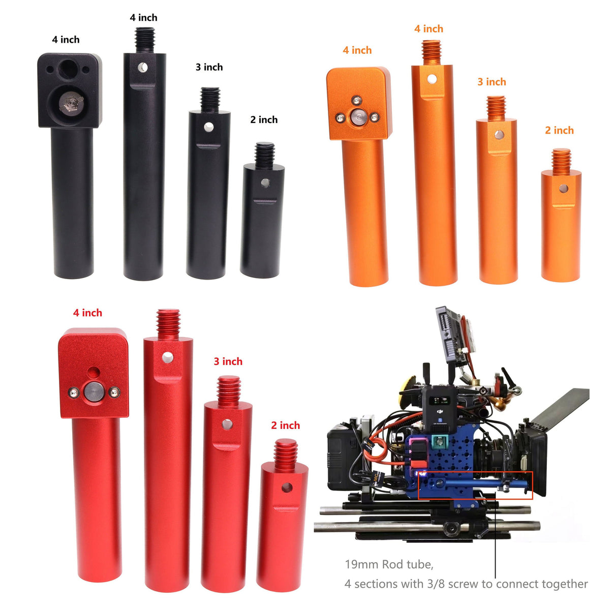15mm Extension Rod TubeWireless Follow Focus Lens Motor Shoulder Rail Anti Twist Pole for ARRI RED Sony Camera