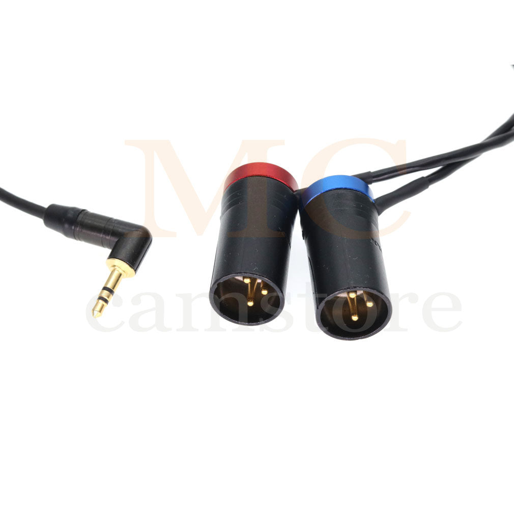 3.5mm TRS to double Low-Profile XLR 3 pin Male for RØDE Wireless GO II Dual Channel wireless output .Unbalanced.