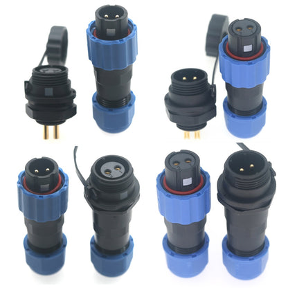 SD13 IP68 Waterproof Connector, 1 2 3 4 5 6 7 pin, Panel mount / Inline docking Aviation Power Connector