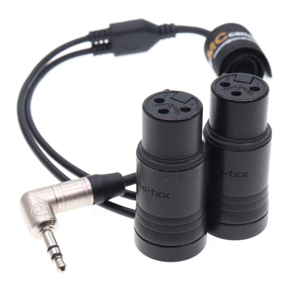 Audio Cable 3.5mm TRS to Dual Low-Profile Right Angle XLR 3 Pin Female Audio Cord for RØDE Wireless GO II, Sound Devices, Zoom, Tascam