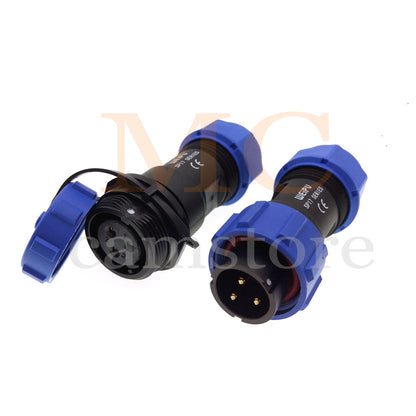 WEIPU SP17 IP68 Waterproof Connector, 2 3 4 5 7 9 10pin Thread Nut Panel Mount / Cable to Cable Power Plug Socket