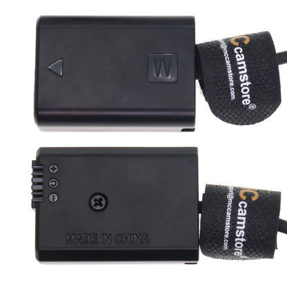 Power Cable D-TAP to NP-FW50 Dummy Battery Coiled Cable Compatible with Sony ZV-E10,A3000-A6500,A7 Series,NEX Models,Ideal for Non-Stop Shooting with V-Mount Batteries