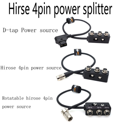 Rotatable Hirose 4pin to 3 Way HRS 4pin Female Power Supply Splitter Box for Sound Device 688 788T for Zoom F4 F8 Power Distributor