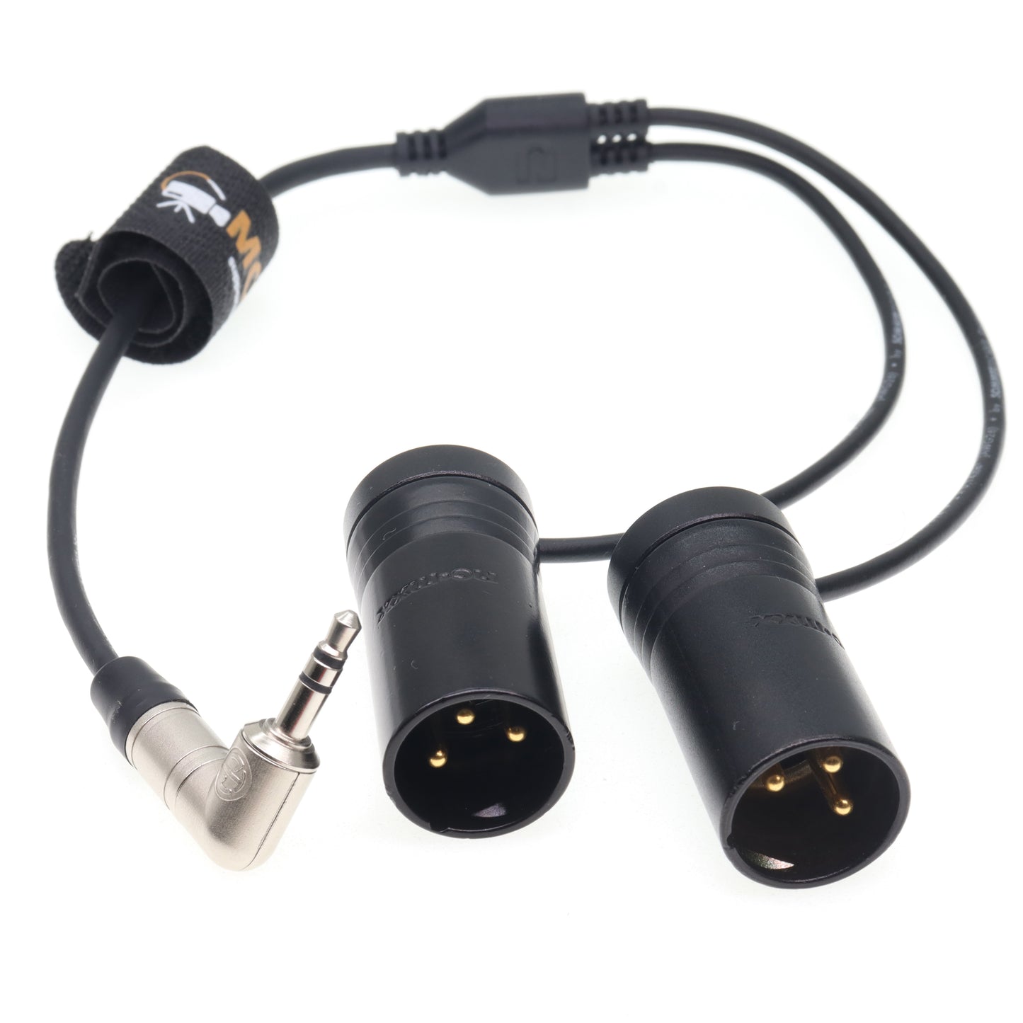 3.5mm TRS to Dual Right Angle Low Profile XLR 3 Pin Male Y Splitter Audio Cable for RØDE Wireless GO II MixPre Recorder Unbalanced Audio Cord Black