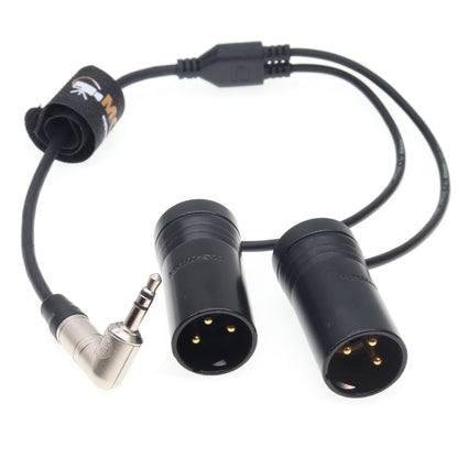 3.5mm TRS to Dual Right Angle Low Profile XLR 3 Pin Male Y Splitter Audio Cable for RØDE Wireless GO II MixPre Recorder Unbalanced Audio Cord Black