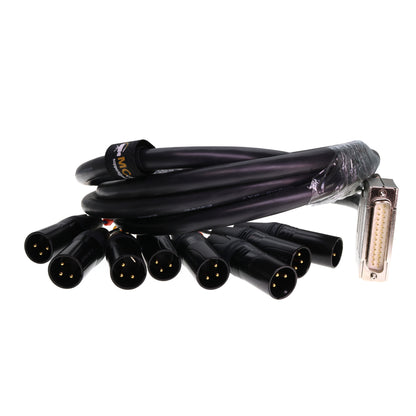 DB25 Male to 8 Channel XLR 3Pin Male Balanced Audio Cable for Canare MR202-8AT DB25 to NEUTRIK XLR 3 Pin Audio