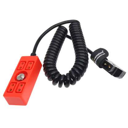 D tap to 4 Port Power Tap P-tap Strip D-tap Splitter Hub Cpmpatible for ARRI RED Teradek SmallHD V-Mount Gold-Mount Steadicam with D-Tap Output Coiled Cable with 1/4"-20 Screw