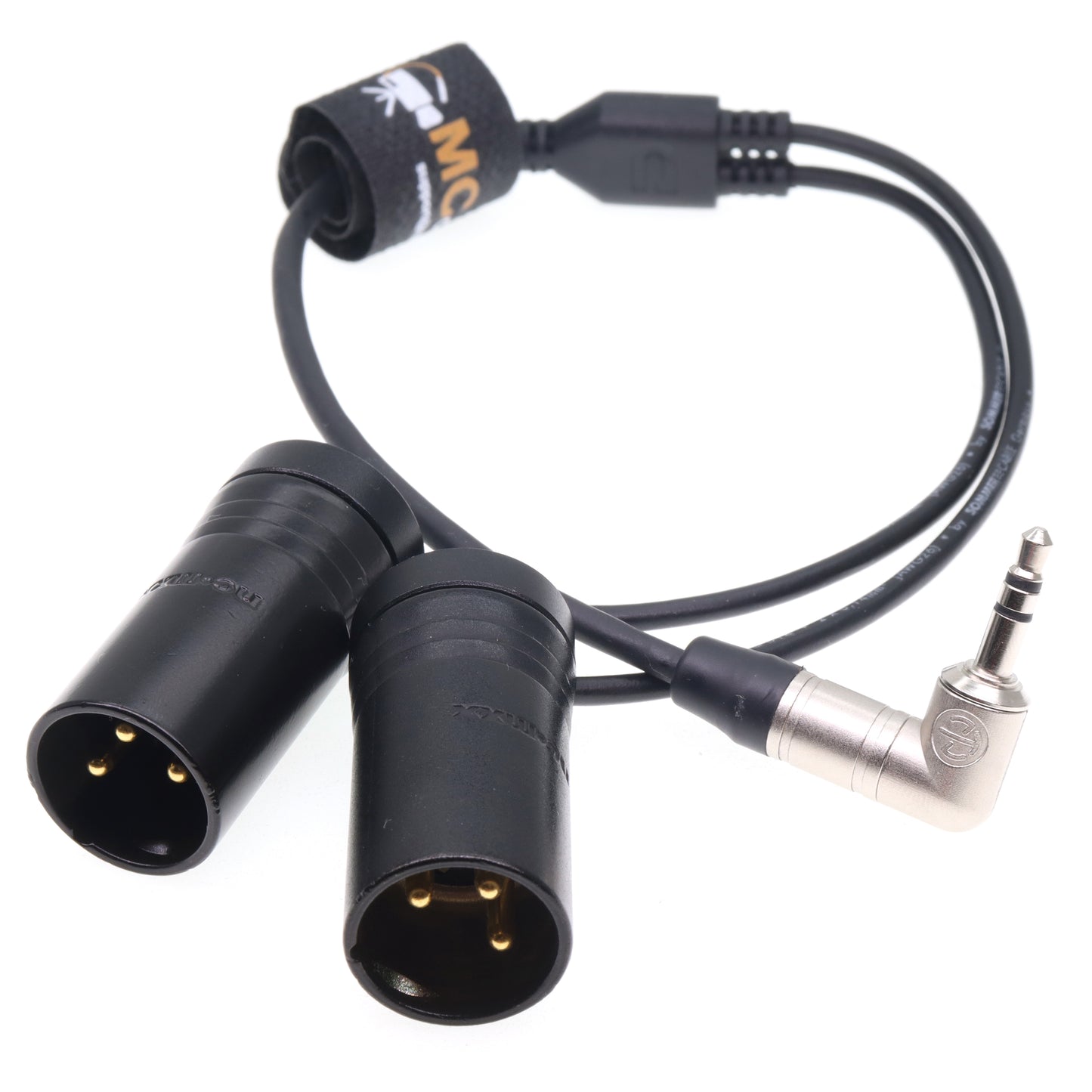 3.5mm TRS to Dual Right Angle Low Profile XLR 3 Pin Male Y Splitter Audio Cable for RØDE Wireless GO II MixPre Recorder Unbalanced Audio Cord Black