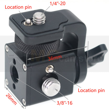 Rotating Pan Tilt Bracket Monitor Bracket, Adjustable Back and Forth Tripod Mount Ball Head DSLR Camera Arca Swiss Compatible with Locating Pins 3/8" 1/4" Fixed Screws