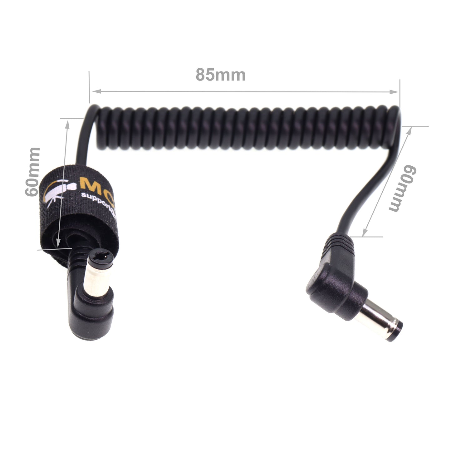 DC Power Cord 5.5 x 2.1mm DC Male Right Angle Coiled Power Cable for Atomos Shogun Monitor, Blackmagic Video Assist, Transmitters, Receivers
