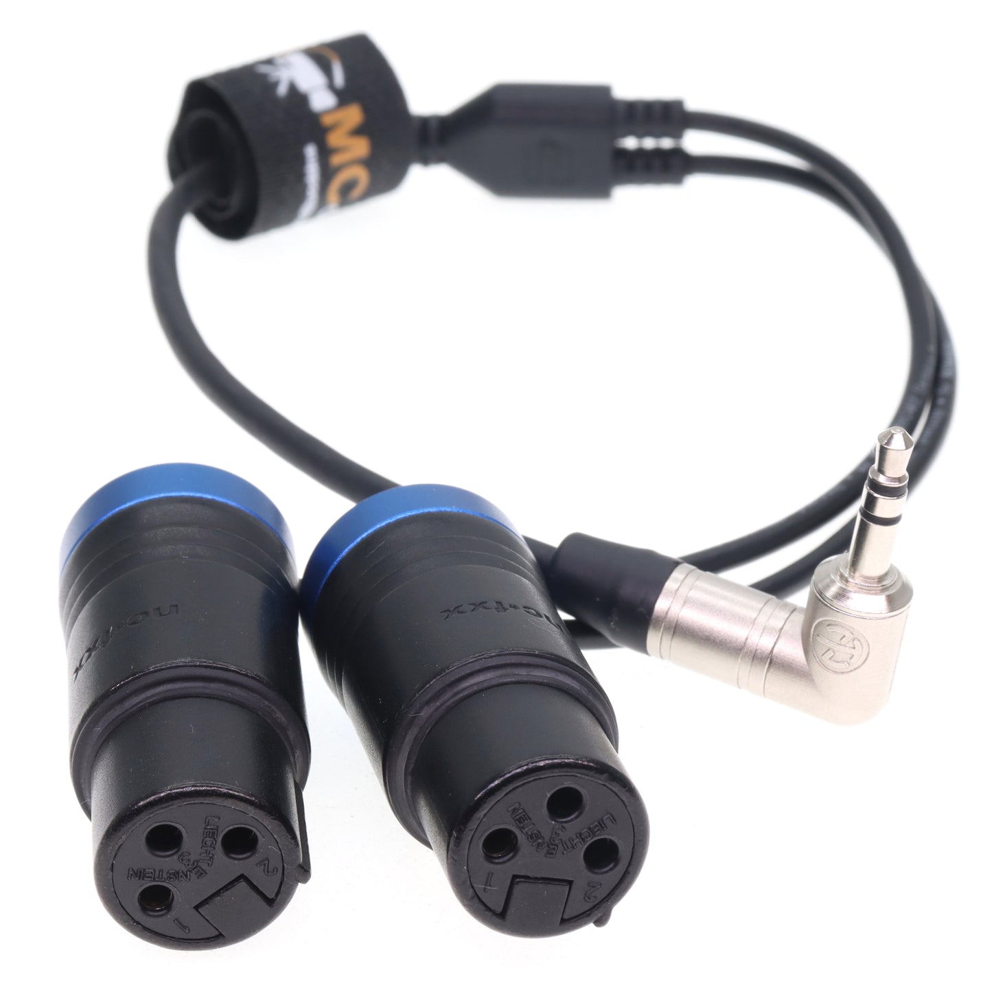 Audio Cable 3.5mm TRS to Dual Low-Profile Right Angle XLR 3 Pin Female Audio Cord for RØDE Wireless GO II, Sound Devices, Zoom, Tascam