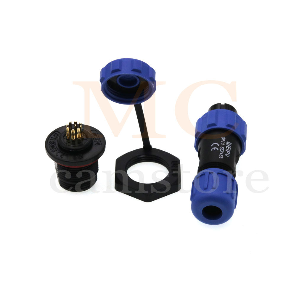 WEIPU SP13 IP68 Waterproof Connector, 2 3 4 5 6 7 9pin Thread Nut Panel Mount / Cable to Cable Power Plug Socket