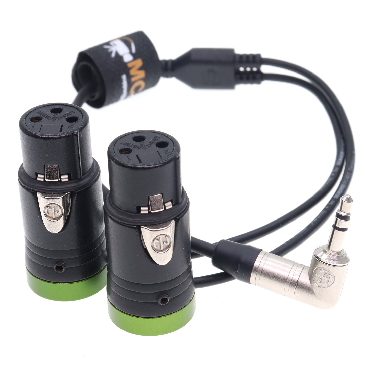 Audio Cable 3.5mm TRS to Dual Low-Profile Right Angle XLR 3 Pin Female Audio Cord for RØDE Wireless GO II, Sound Devices, Zoom, Tascam