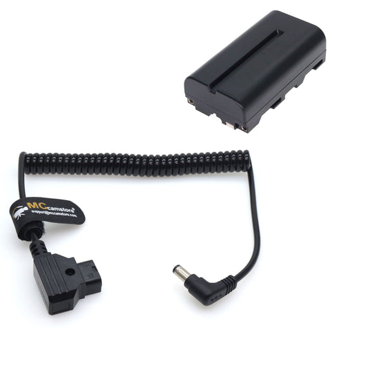SmallHD/Atomoss/ Blackmagic Monitor Power Coiled Cable for SONY NP-F550/NP-F570/NP-F970 NP-F Dummy Battery, D-tap to DC 5.5*2.5mm power coiled cable to NP-F550