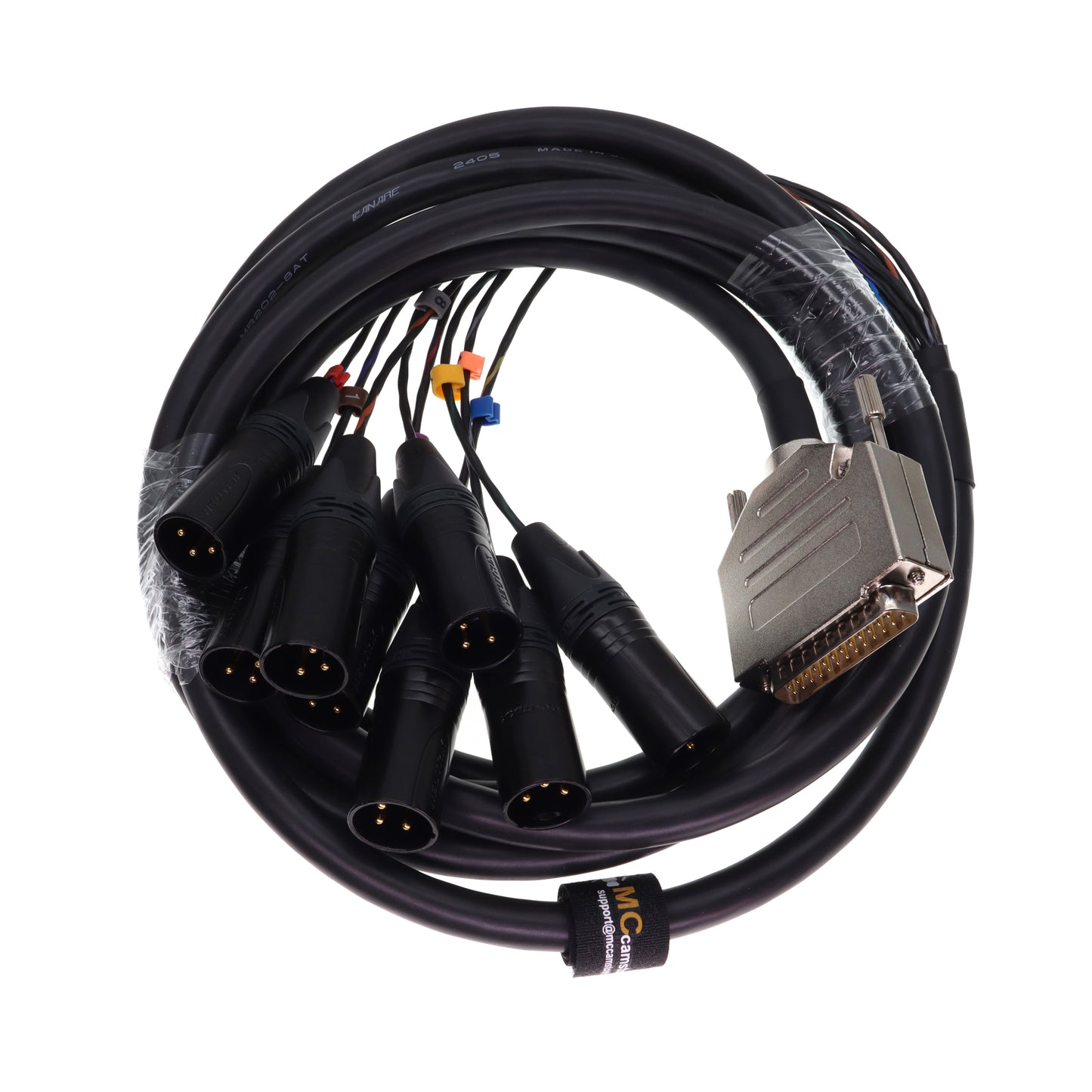 DB25 Male to 8 Channel XLR 3Pin Male Balanced Audio Cable for Canare MR202-8AT DB25 to NEUTRIK XLR 3 Pin Audio