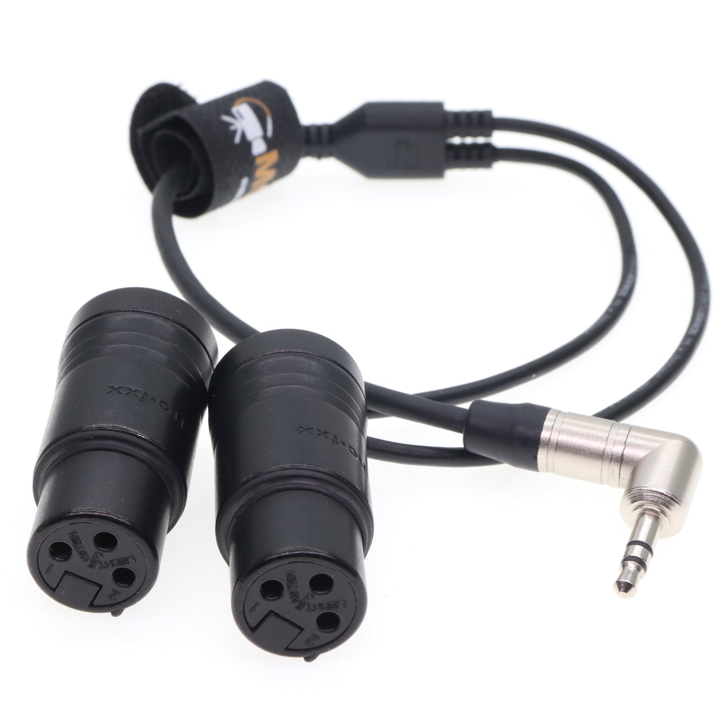 Audio Cable 3.5mm TRS to Dual Low-Profile Right Angle XLR 3 Pin Female Audio Cord for RØDE Wireless GO II, Sound Devices, Zoom, Tascam