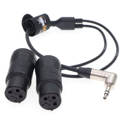 Audio Cable 3.5mm TRS to Dual Low-Profile Right Angle XLR 3 Pin Female Audio Cord for RØDE Wireless GO II, Sound Devices, Zoom, Tascam
