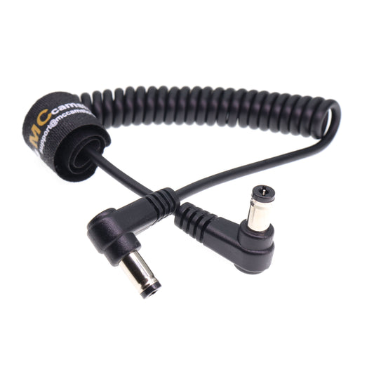 DC Power Cord 5.5 x 2.1mm DC Male Right Angle Coiled Power Cable for Atomos Shogun Monitor, Blackmagic Video Assist, Transmitters, Receivers