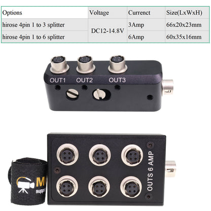 Hirose 4Pin Female 3 Way Splitter Adapter 1 in 3 Out Distributor for Zoom F8 /F4 Mixer Sound Devices 442 688 664 for Wisycom Zoom Lectrosonics