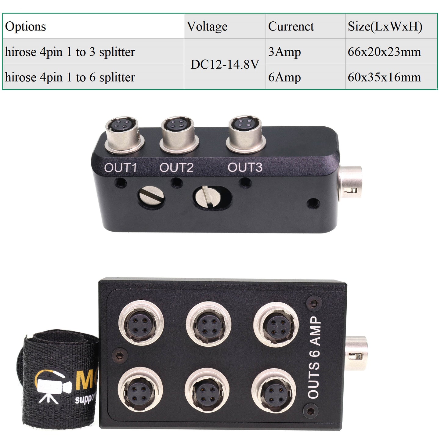 Hirose 4 Pin Female Splitter Multi-Port 1 in 6 Out for Audio Devices 688 633 Zoom F8 Camera Power Adapter Connector HR10A-7R-4S