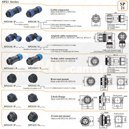 2 Pin Aviation Circular Connector 12V 30A for BLUETTI AC200MAX AC300 EP500 RV DC Output Waterproof IP68 4-12mm Cable Plug Male Contact
