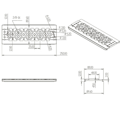 Base Plate Bottom Cheese Plate for ARRI Alexa 35 Trinity/DJI Ronin 2 / Steadicam M2 Dovetail Plate with 3/8"-16 Threaded Expandsion Camer Panel Plate