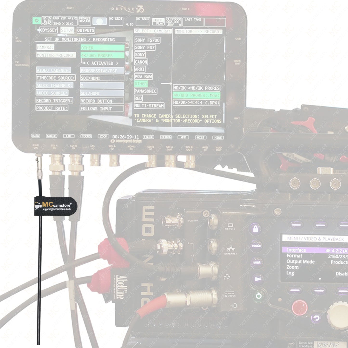 Odyssey 7/7Q/7Q+ Monitor Power Cable- Neutrik NSC3F 3pin to 0B 2 Pin ARRI Camera Monitor Power Cable