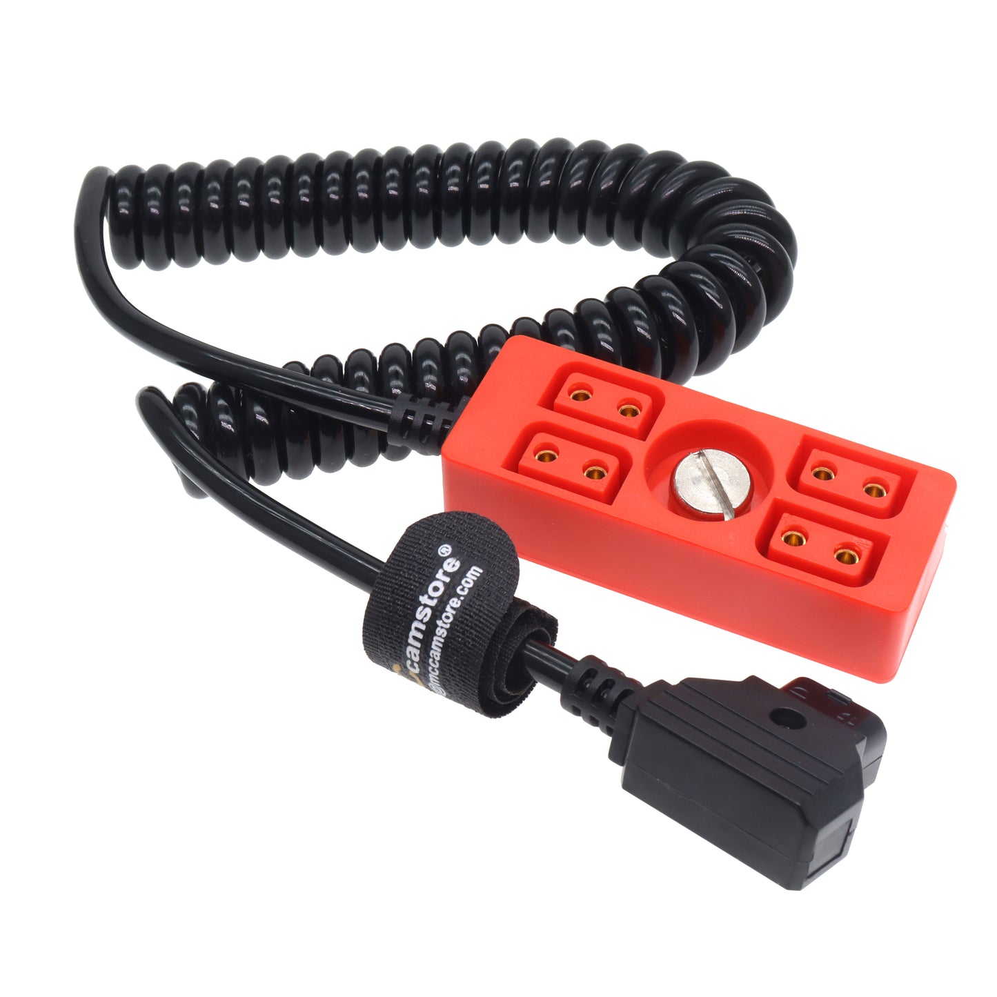 D tap to 4 Port Power Tap P-tap Strip D-tap Splitter Hub Cpmpatible for ARRI RED Teradek SmallHD V-Mount Gold-Mount Steadicam with D-Tap Output Coiled Cable with 1/4"-20 Screw
