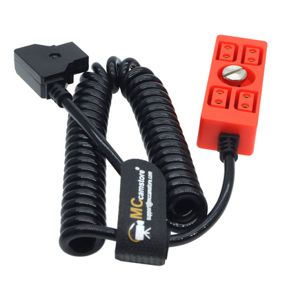 D tap to 4 Port Power Tap P-tap Strip D-tap Splitter Hub Cpmpatible for ARRI RED Teradek SmallHD V-Mount Gold-Mount Steadicam with D-Tap Output Coiled Cable with 1/4"-20 Screw