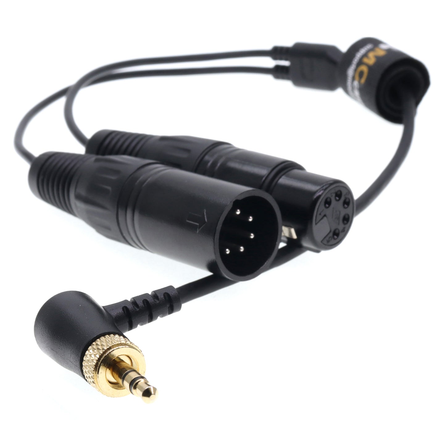 DMX Adapter Y Cable for Nanlite Lights Forza 60C/150, FC-300B, PavoSlim 240C, PavoTube II 15C/30C Right Angle 3.5mmTRS Locking to XLR 5 Pin Male Female