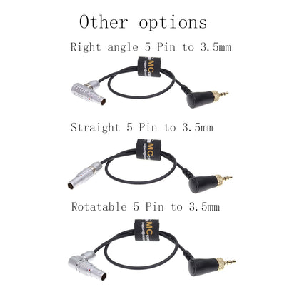 Lock 3.5 TRS Jack to Angle Adjustable 5 Pin Timecode Cable for Deity TC-1 for ARRI Alexa SXT/Sound Devices/Zaxcom Audio Recorder Camera