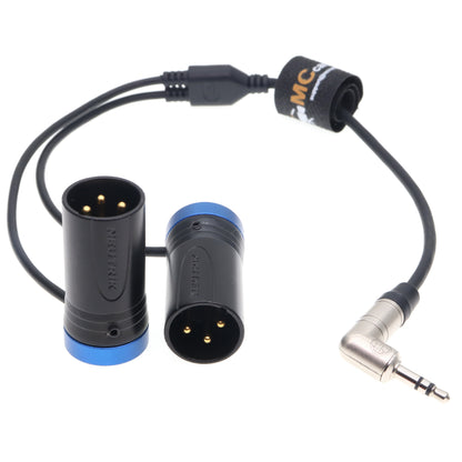 3.5mm TRS to Dual Right Angle Low Profile XLR 3 Pin Male Y Splitter Audio Cable for RØDE Wireless GO II MixPre Recorder Unbalanced Audio Cord Black