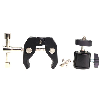 Camera Clamp Bracket Articulating Friction Ball-Head 1/4-20 3/8-16 for Camera, Light, Monitor, Webcam Cell-Phone or Action Camera 1.5kg, for Table, Tube