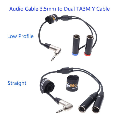 Audio Cable for RODE Wireless GO II for Canon EOS C70 Blackmagic Camera, 3.5mm TRS to Dual TA3M Mini XLR 3pin Male