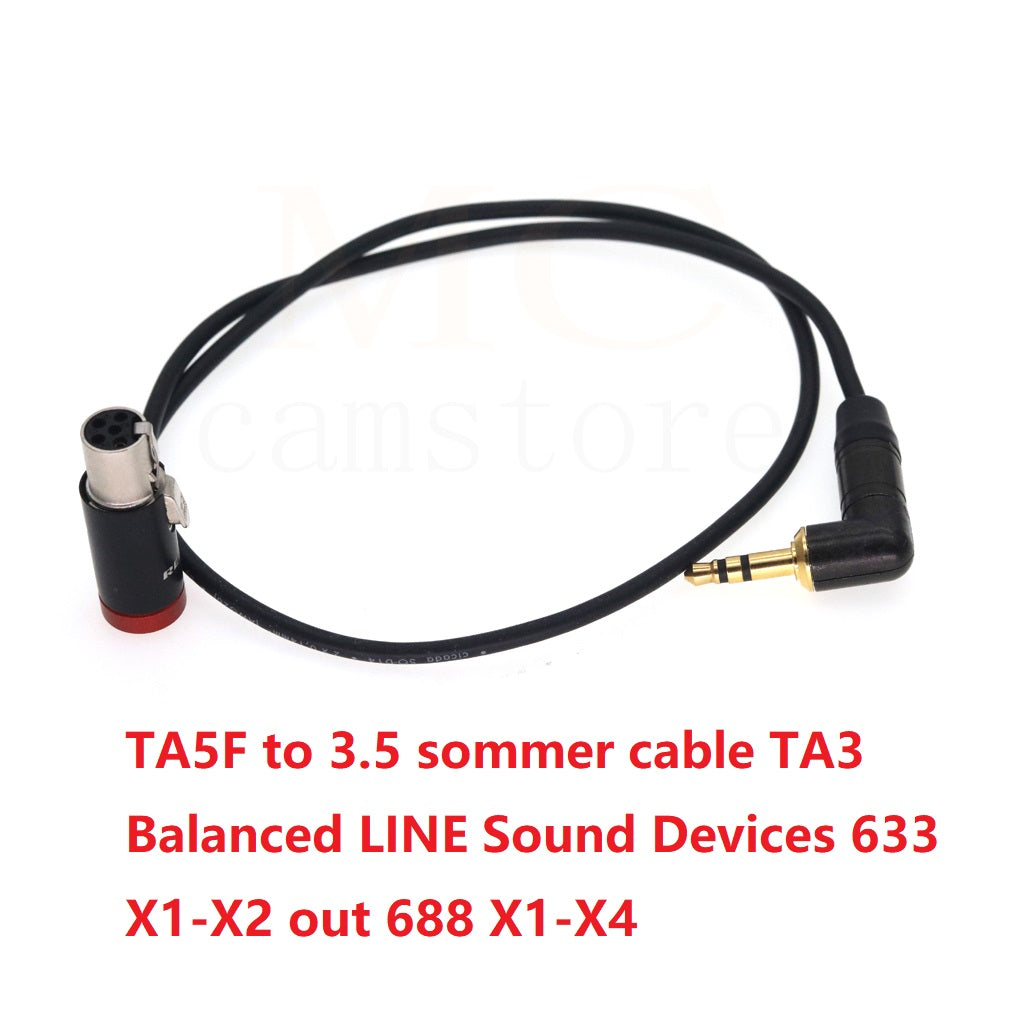 3.5 to TA5F sommer cable For TA3 Balanced LINE level signals from Sound Devices 633 X1-X2 outs, 688 X1-X4