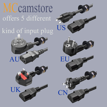 Rotatable Right Angle 2pin Female Power Adapter for RED Komodo 6K Camera AC 220-110V to 16V 10A