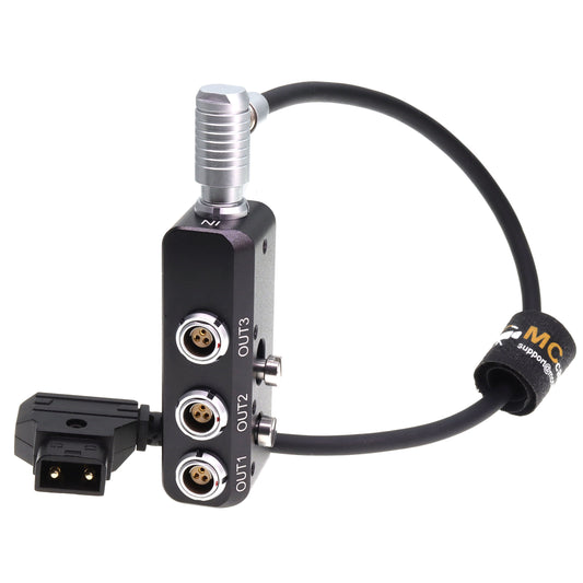 D-tap to Right Angle RS 3 Pin Power Cable to 4X RS 3 Pin Female Out Power Splitter Box for Sony Venice Rialto FOR Tilta ARRI Alexa DSMC2 Camera, 1 to 3 Triple
