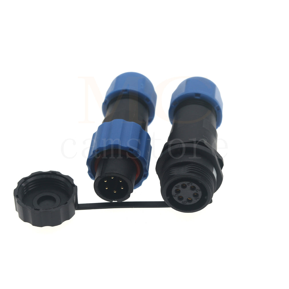 SD13 IP68 Waterproof Connector, 1 2 3 4 5 6 7 pin, Panel mount / Inline docking Aviation Power Connector