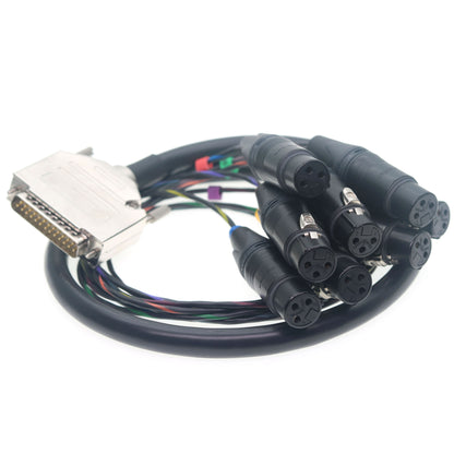DB25 Male to 8 Channel XLR 3Pin Female Balanced Audio Cable for Canare MR202-8AT DB25 to NEUTRIK XLR 3 Pin Audio Breakout Cable